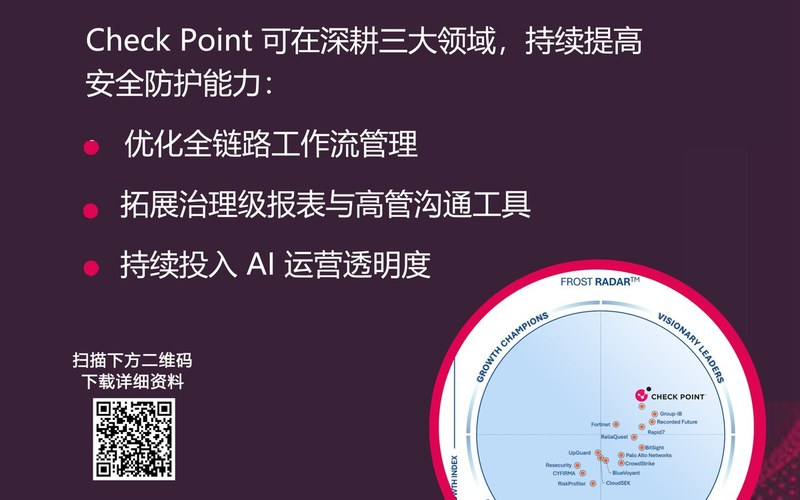 Check Point 获评 2026 年 Frost Radar™企业风险管理平台榜最高等级!