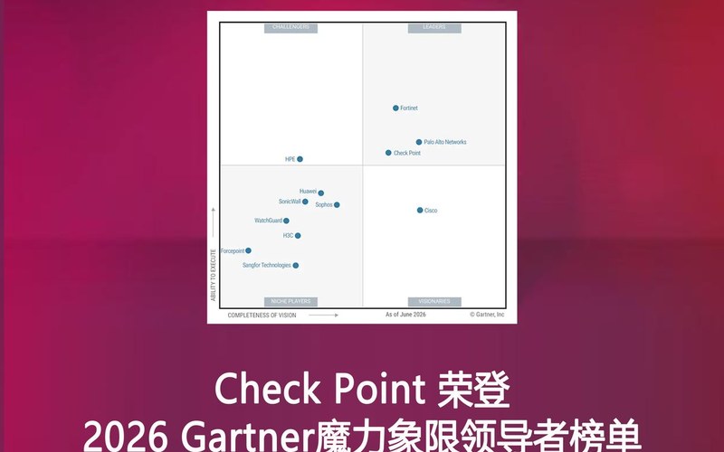 Check Point 荣登 2026 Gartner® 混合网状防火墙魔力象限领导者榜单!
